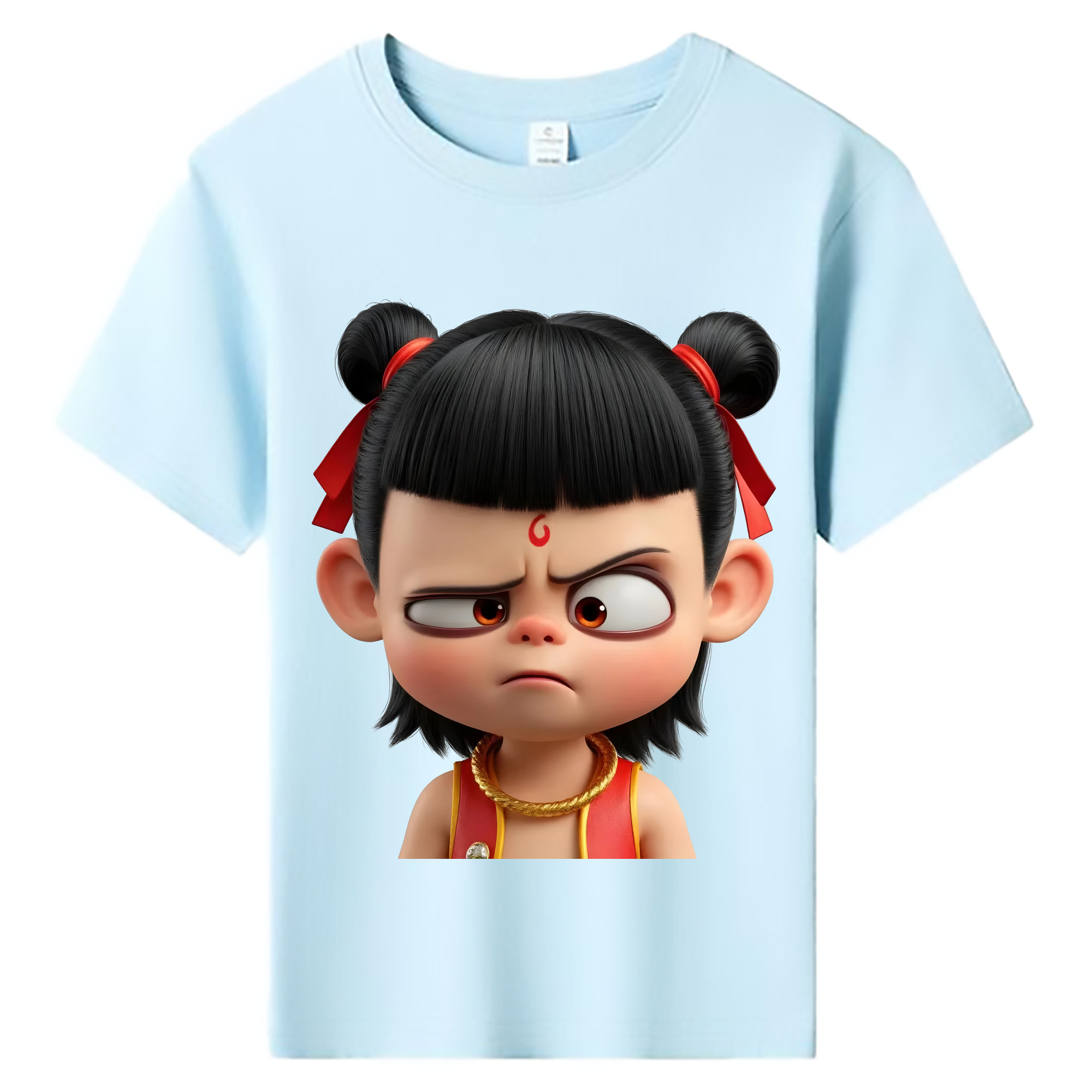 （画像用） Ne Zha 2 ナタ 魔童の大暴れ 綿100％キッズTシャツ（フロントプリント）